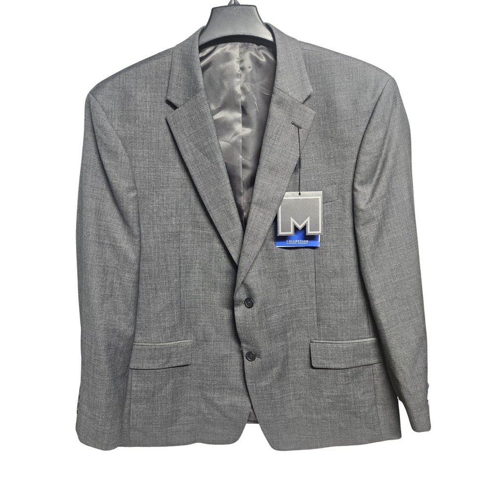 Collection by Michael Strahan Mens Grey Modern Fit Sport Coat Blazer 46REG New